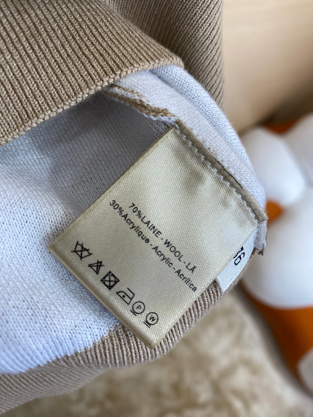 Beiger Strickpullover mit Kurzarm & Allover-Muster – Damen