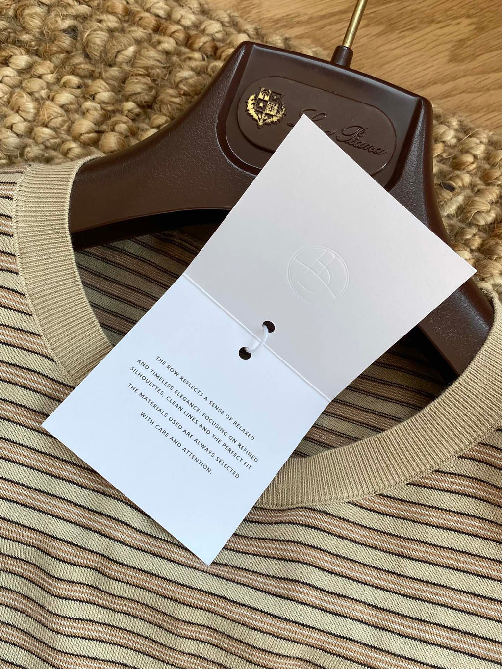 Beiges Langarmshirt mit feinem Streifenmuster – Herren