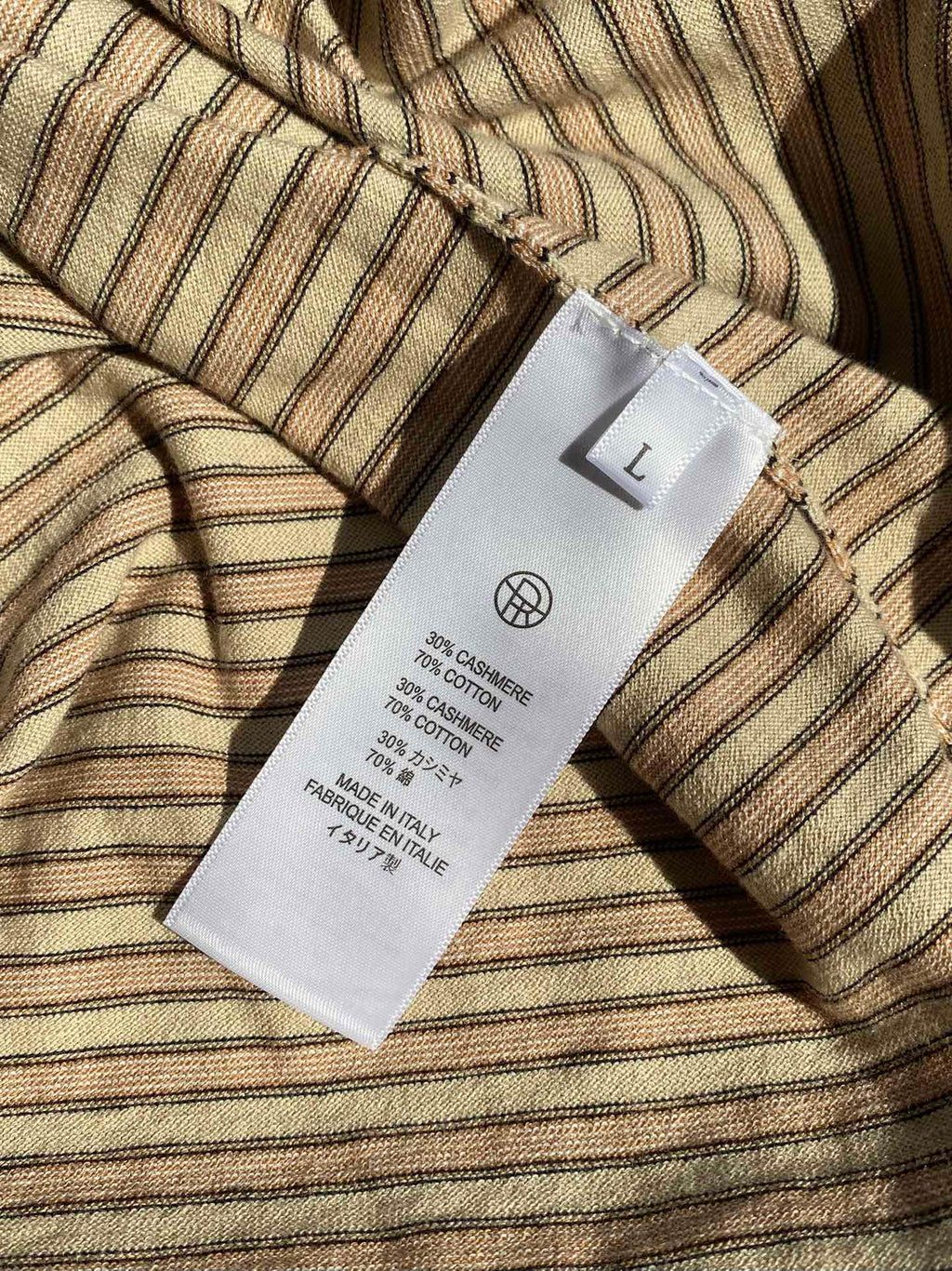 Beiges Langarmshirt mit feinem Streifenmuster – Herren