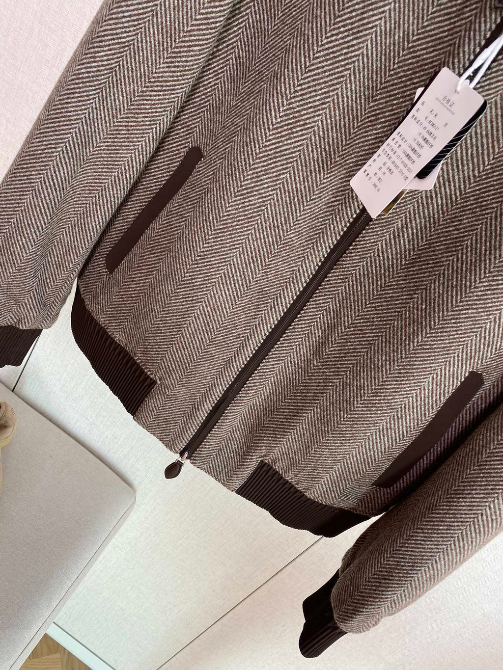 Berluti Braune Fischgrät-Bomberjacke Klassische Eleganz & Moderner Komfort