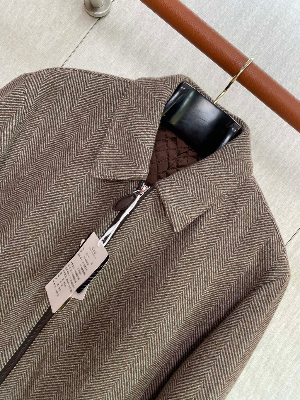 Berluti Braune Fischgrät-Bomberjacke Klassische Eleganz & Moderner Komfort