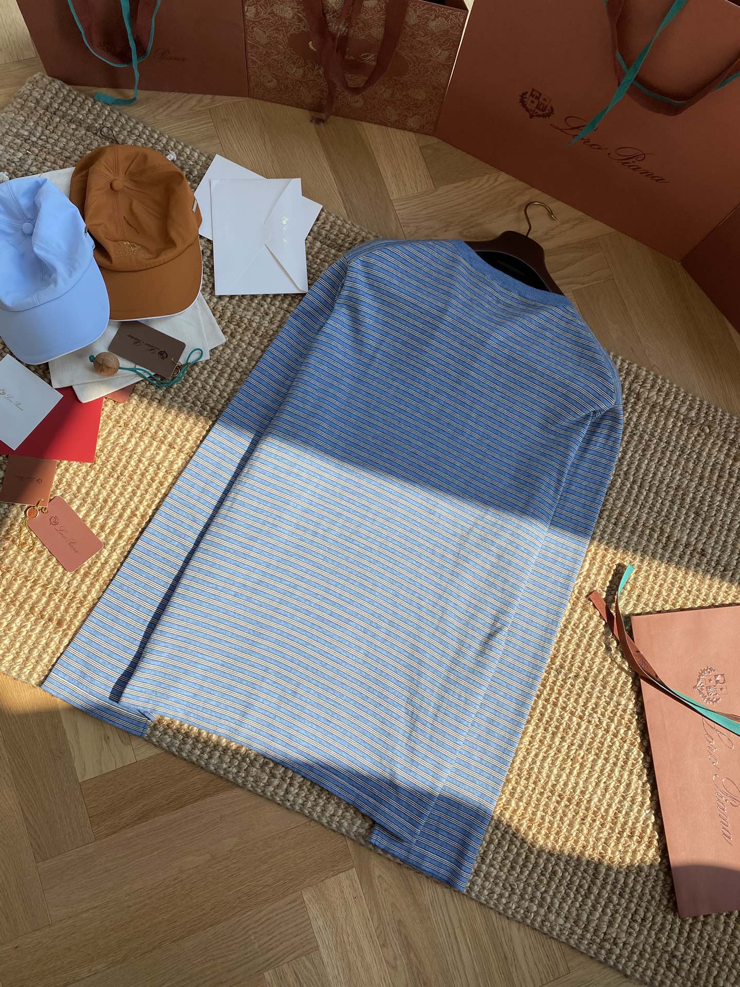 THE ROW Blaues Langarmshirt mit feinem Streifenmuster