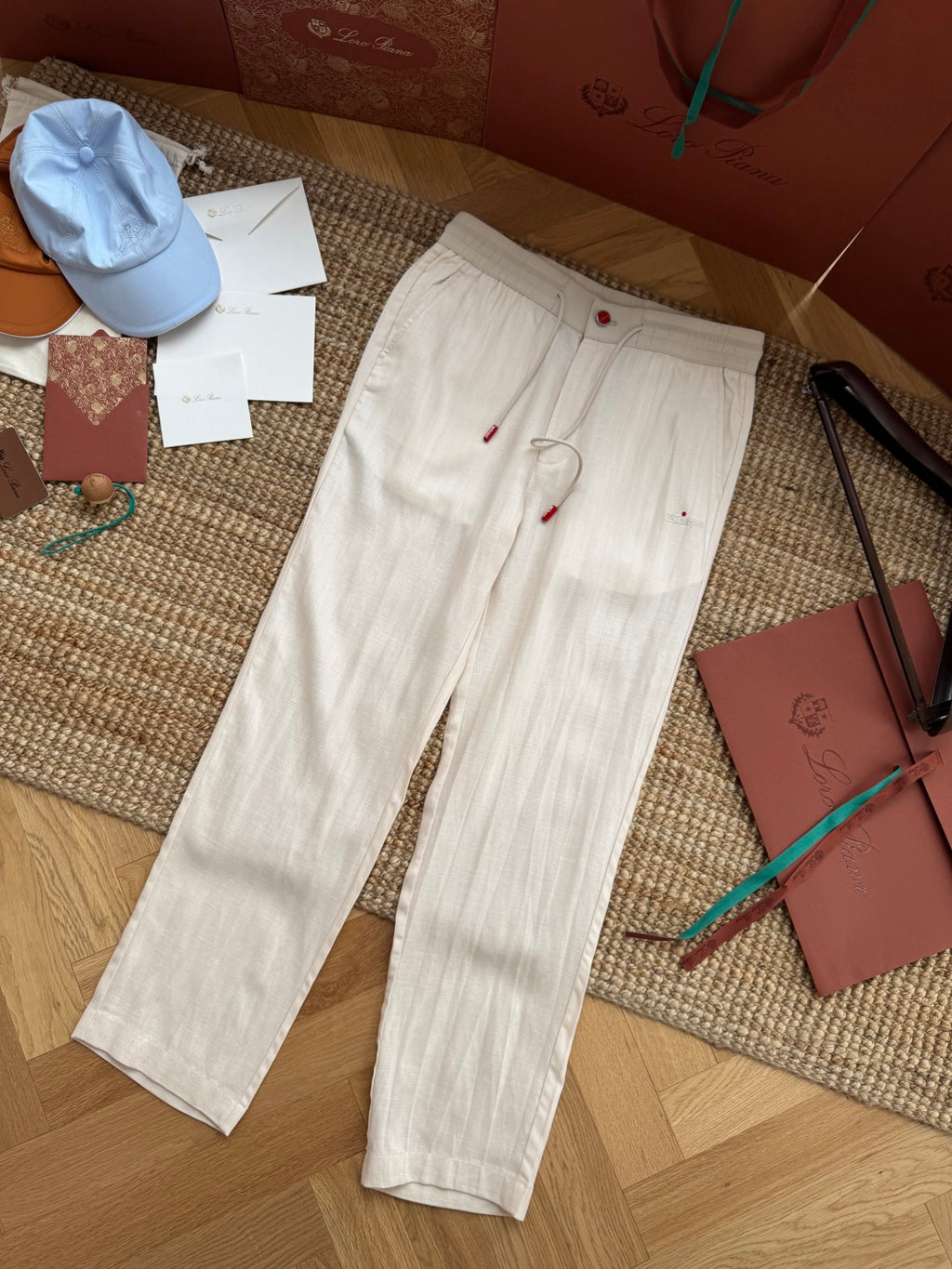 Ermenegildo Zegna Cremefarbene Stoffhose