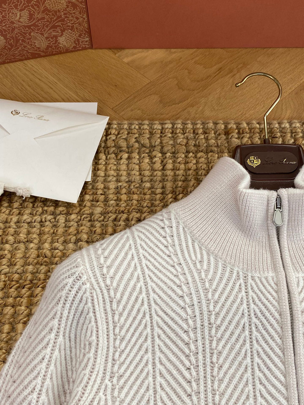 Hermès Hellgrauer Half Zip Strickpullover