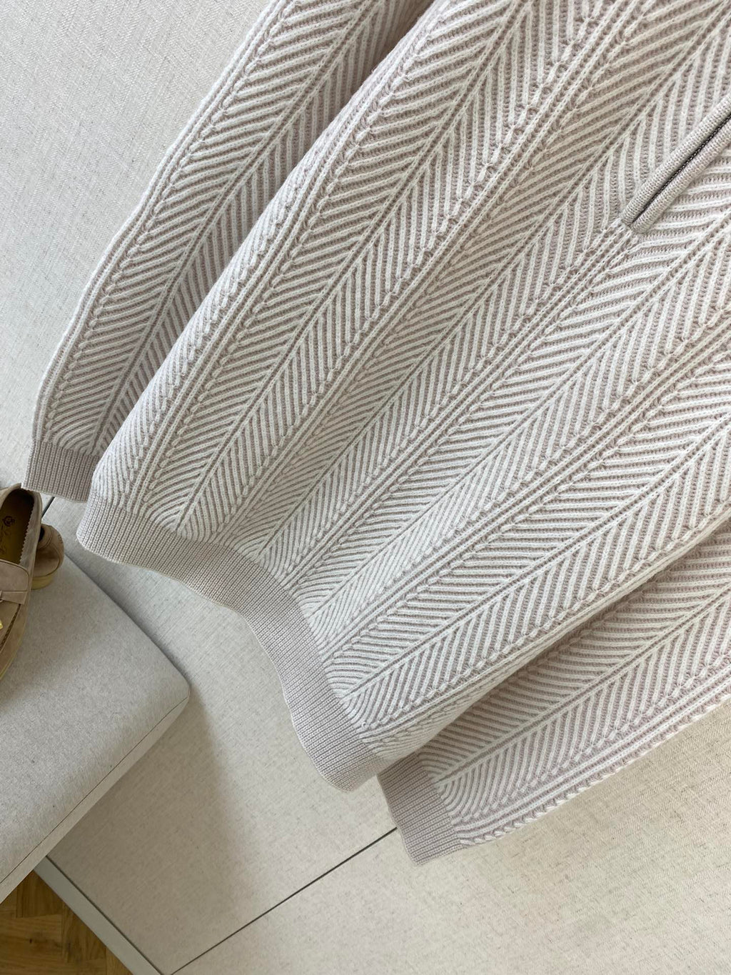 Hermès Hellgrauer Half Zip Strickpullover