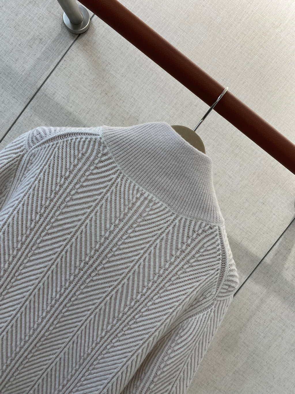 Hermès Hellgrauer Half Zip Strickpullover