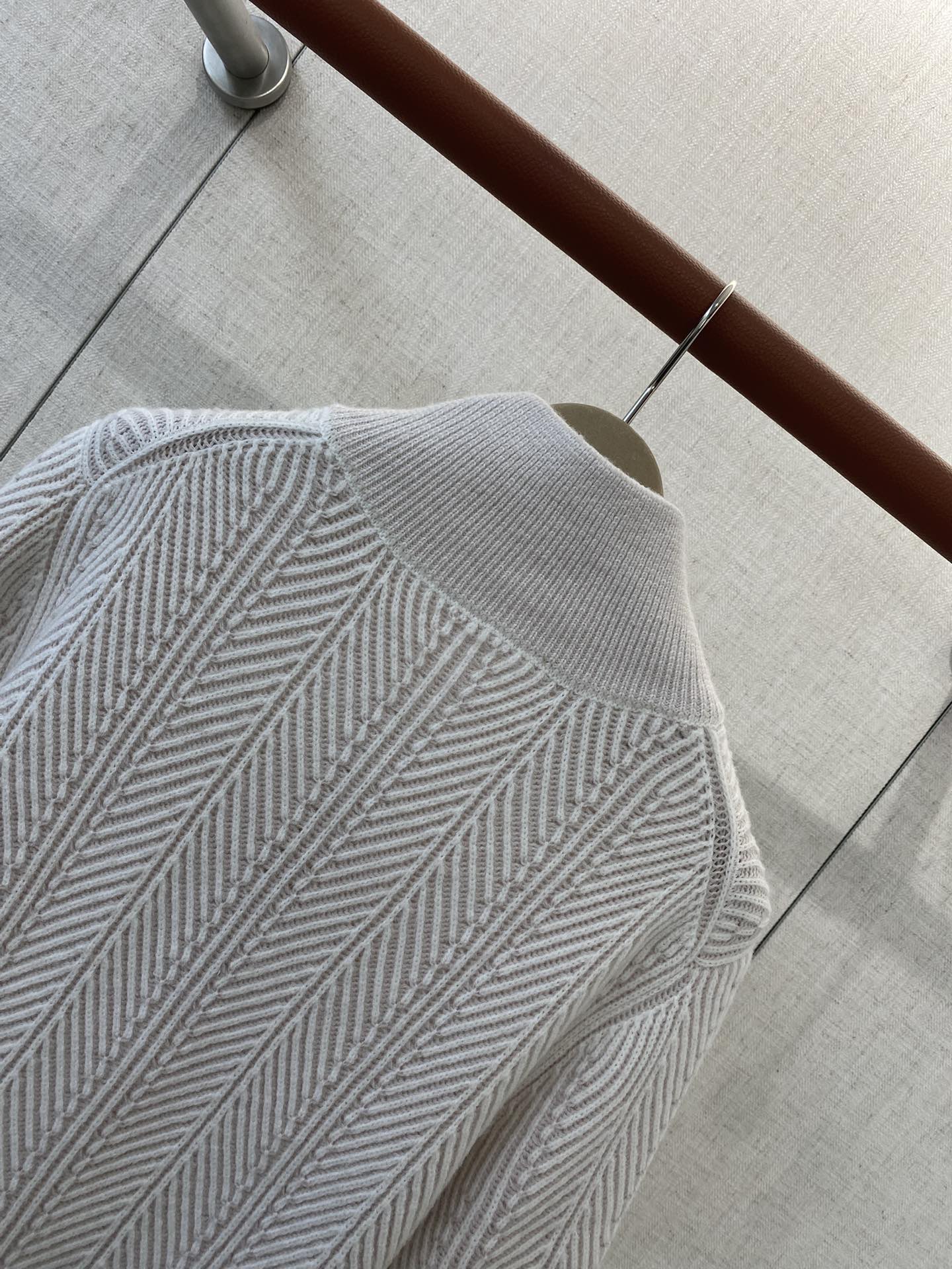 Hermès Hellgrauer Half Zip Strickpullover