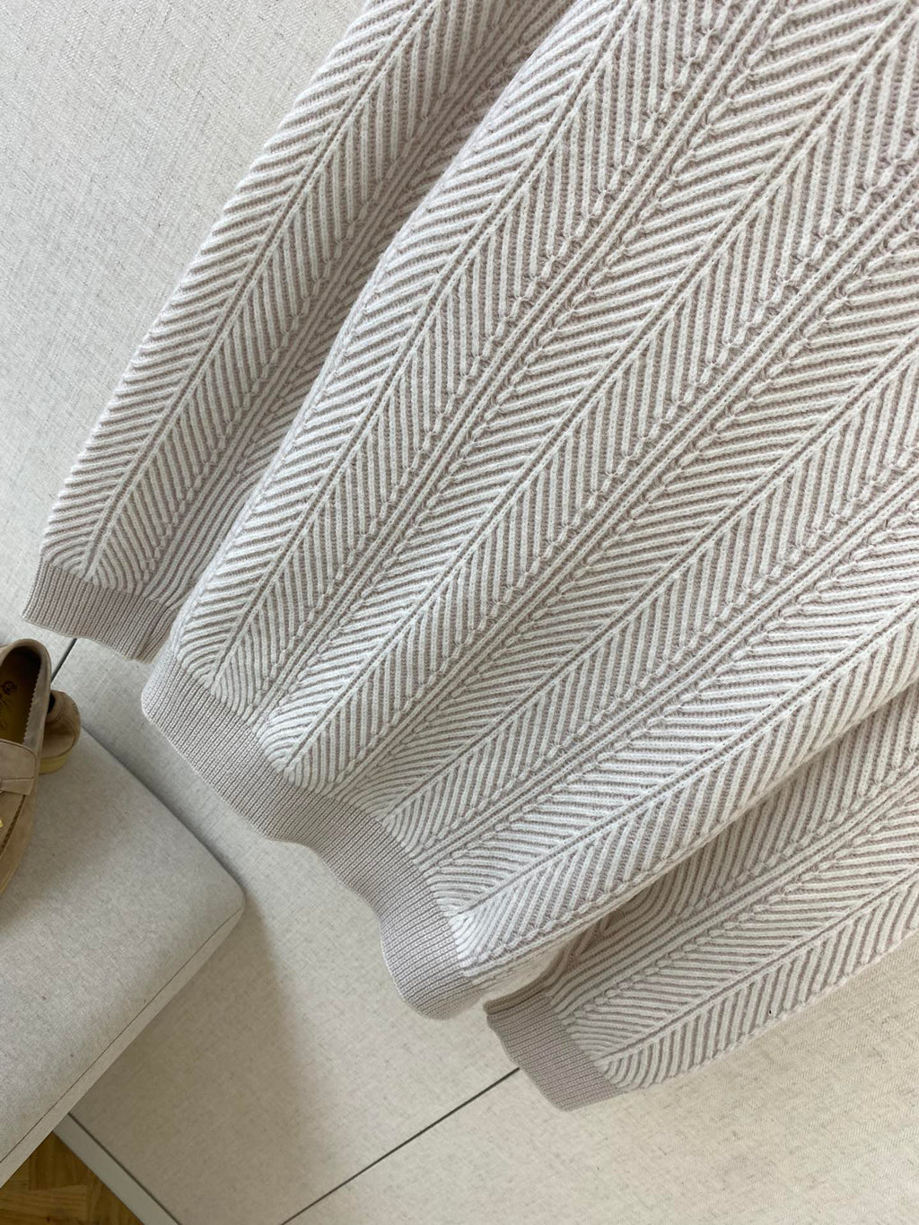 Hermès Hellgrauer Half Zip Strickpullover