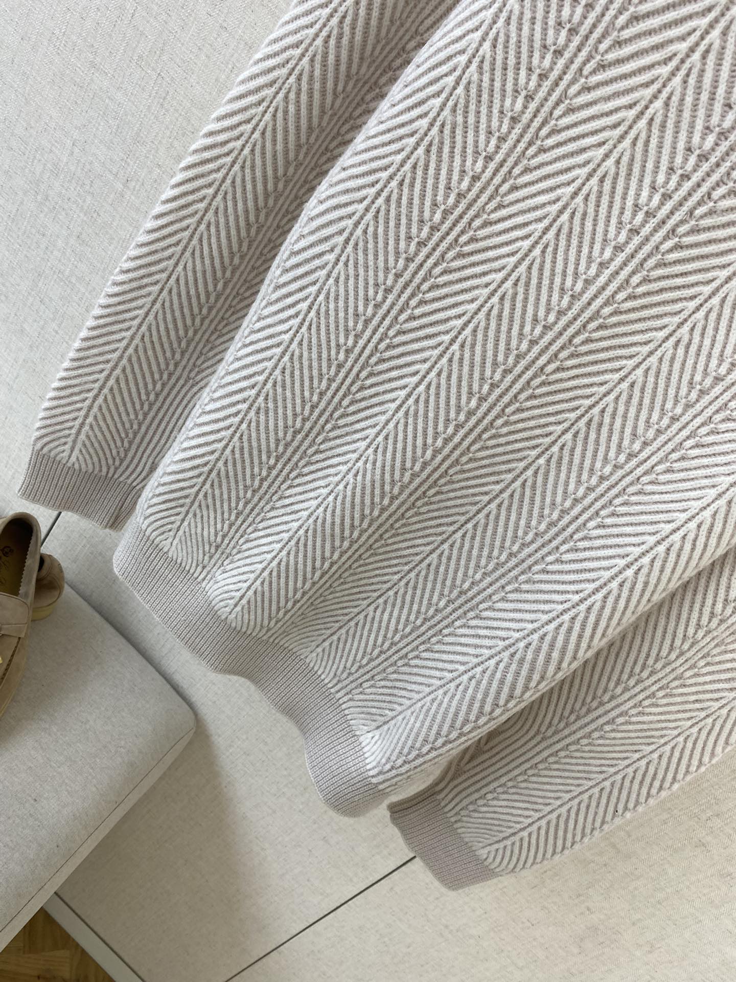 Hermès Hellgrauer Half Zip Strickpullover