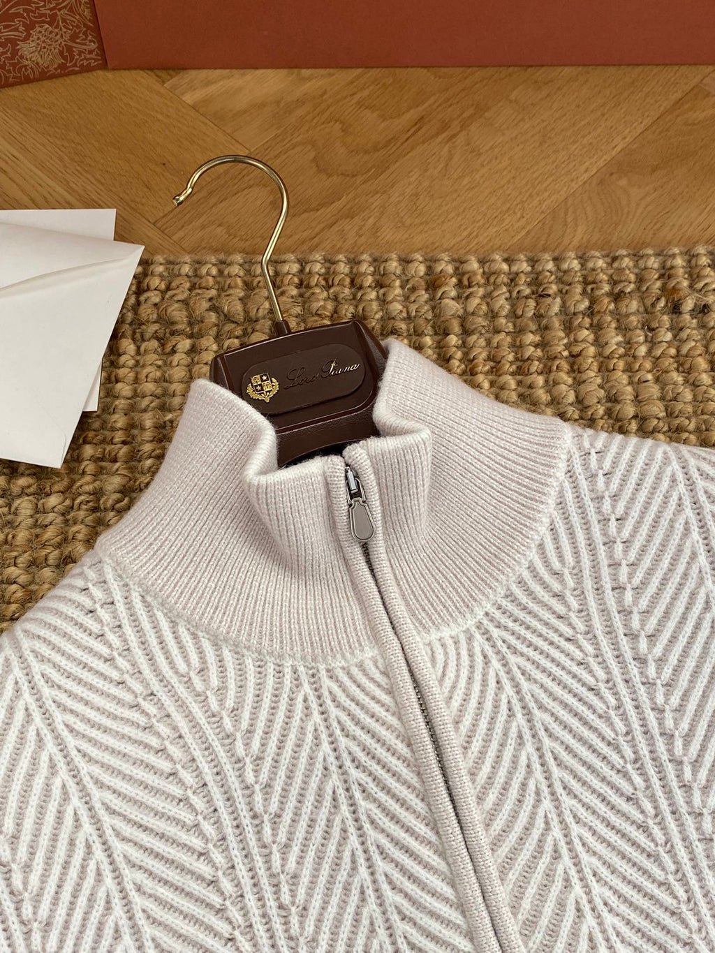Hermès Hellgrauer Half Zip Strickpullover