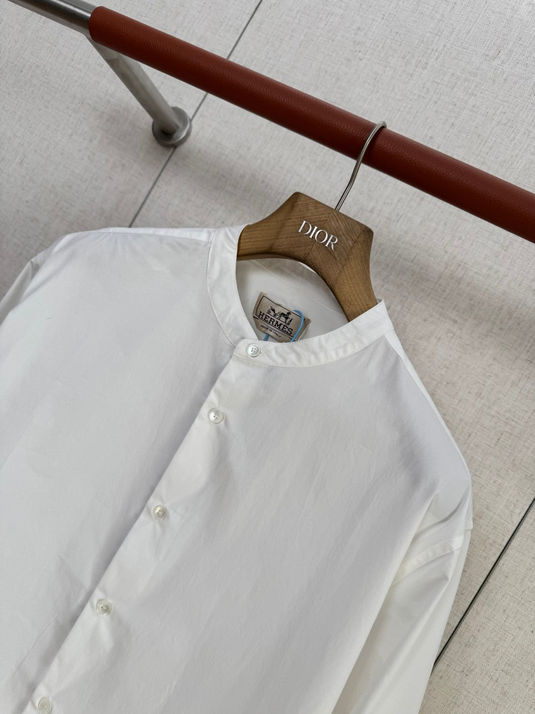 Hermès Weisse Stehkragen Bluse