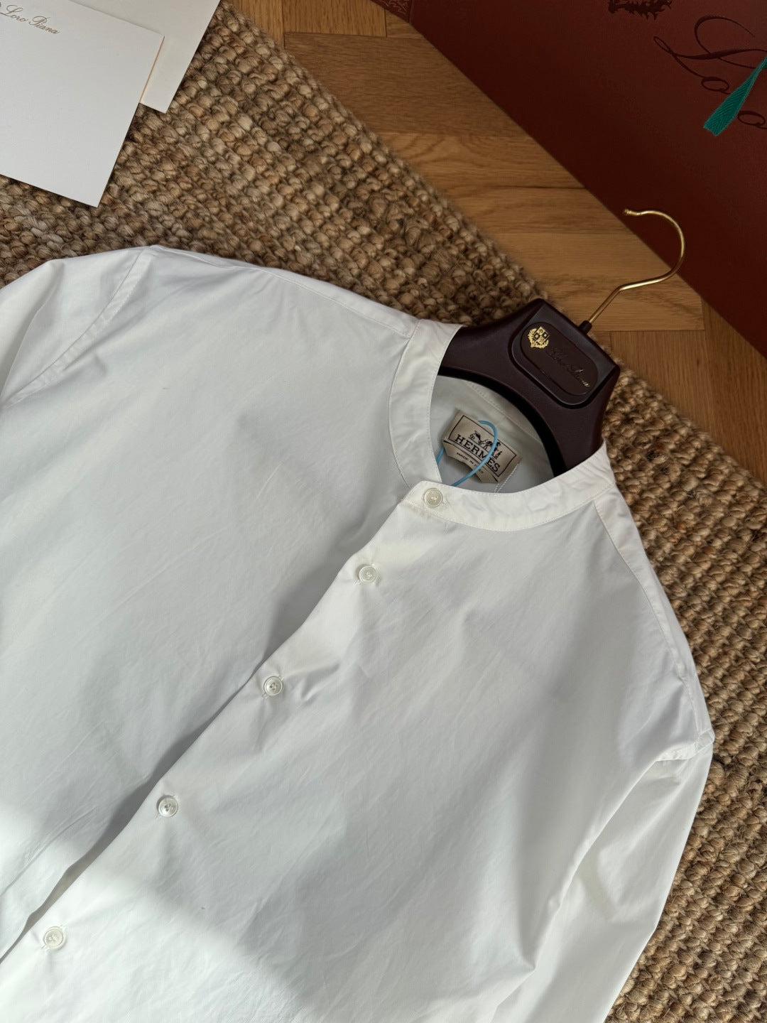 Hermès Weisse Stehkragen Bluse