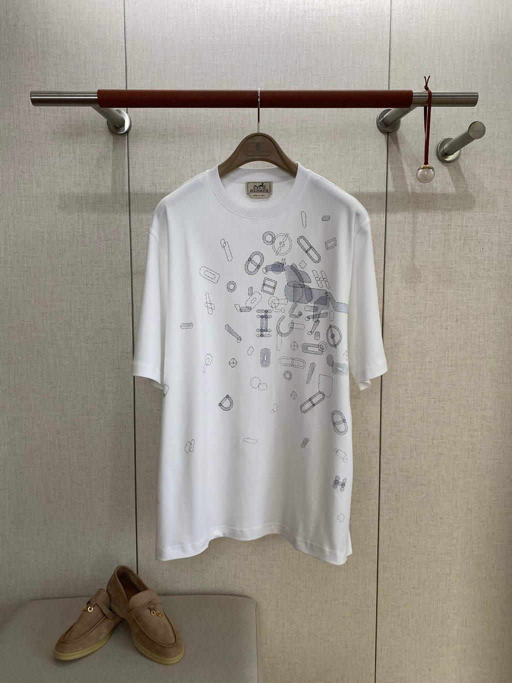 Hermès Weisses Grafik-T-Shirt
