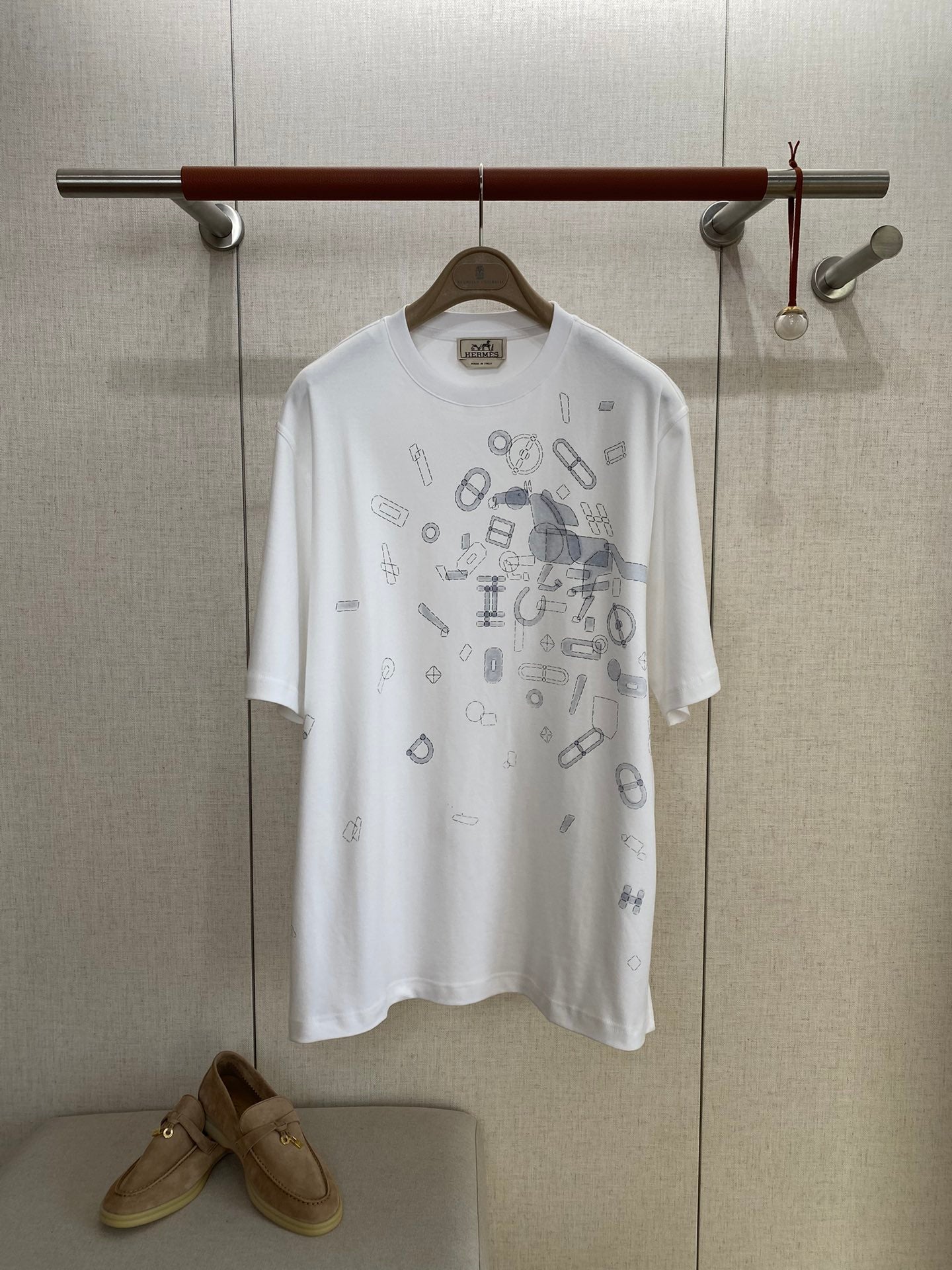 Hermès Weisses Grafik-T-Shirt