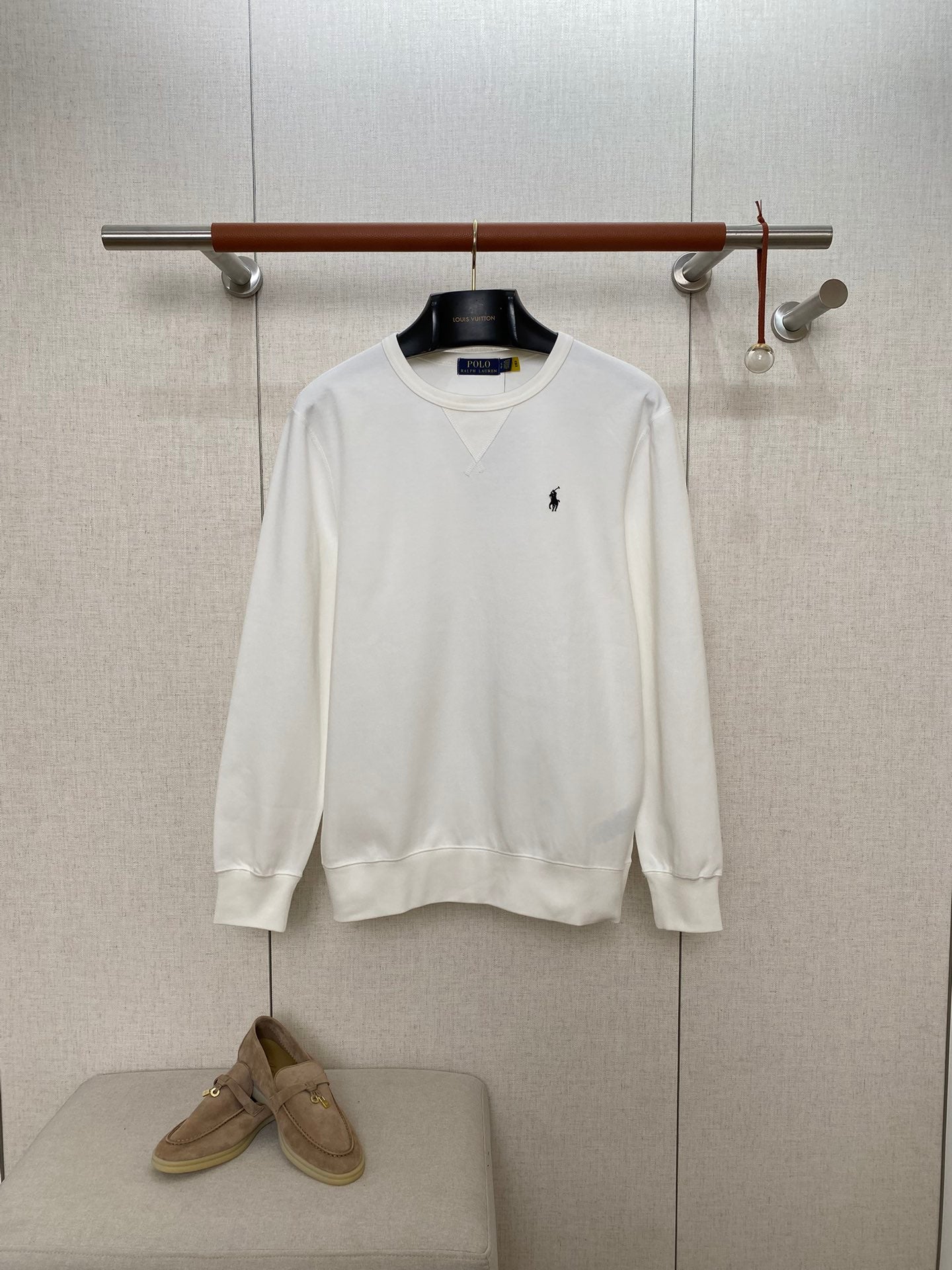 Ralph Lauren Polo Weisses Herren-Sweatshirt mit Rundhalsausschnitt