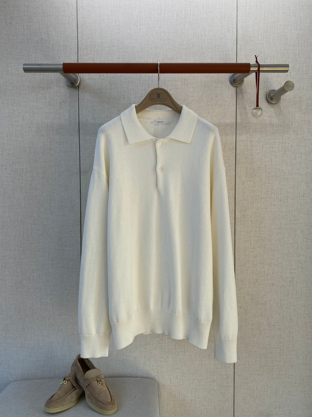 The Row Cremefarbenes Strick-Poloshirt Zeitlose Eleganz & Weicher Premium-Komfort