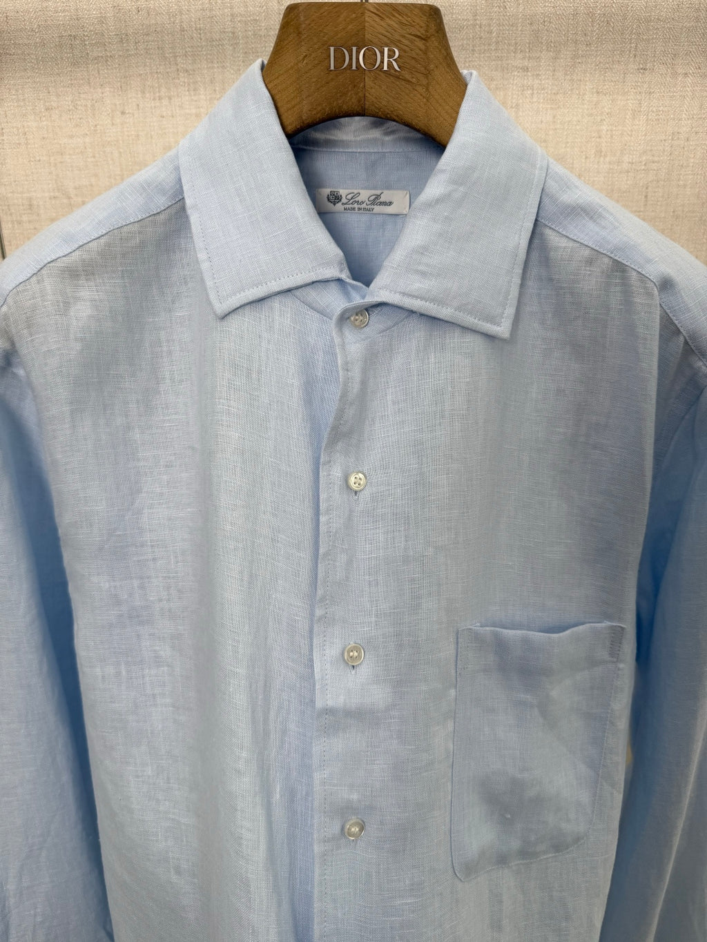 Loro Piana Hemd Hellblau – Leichtes Leinenhemd mit Brusttasche