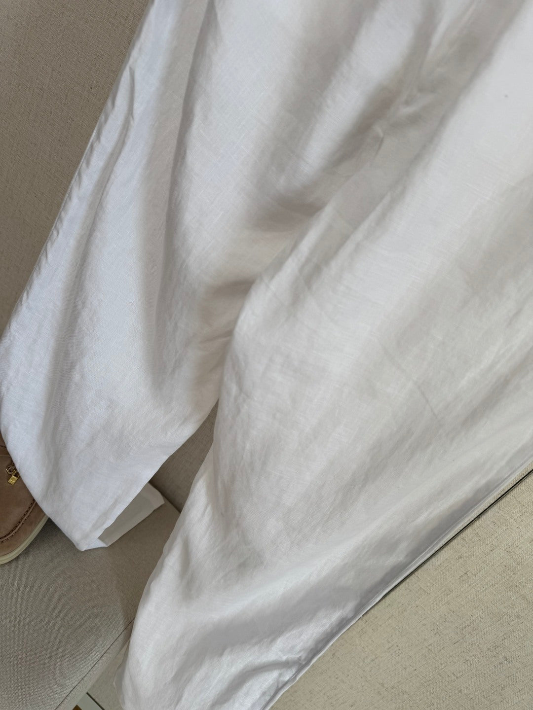 Loro Piana Leinenhose Weiss – Leichte Sommerhose mit Elastikbund