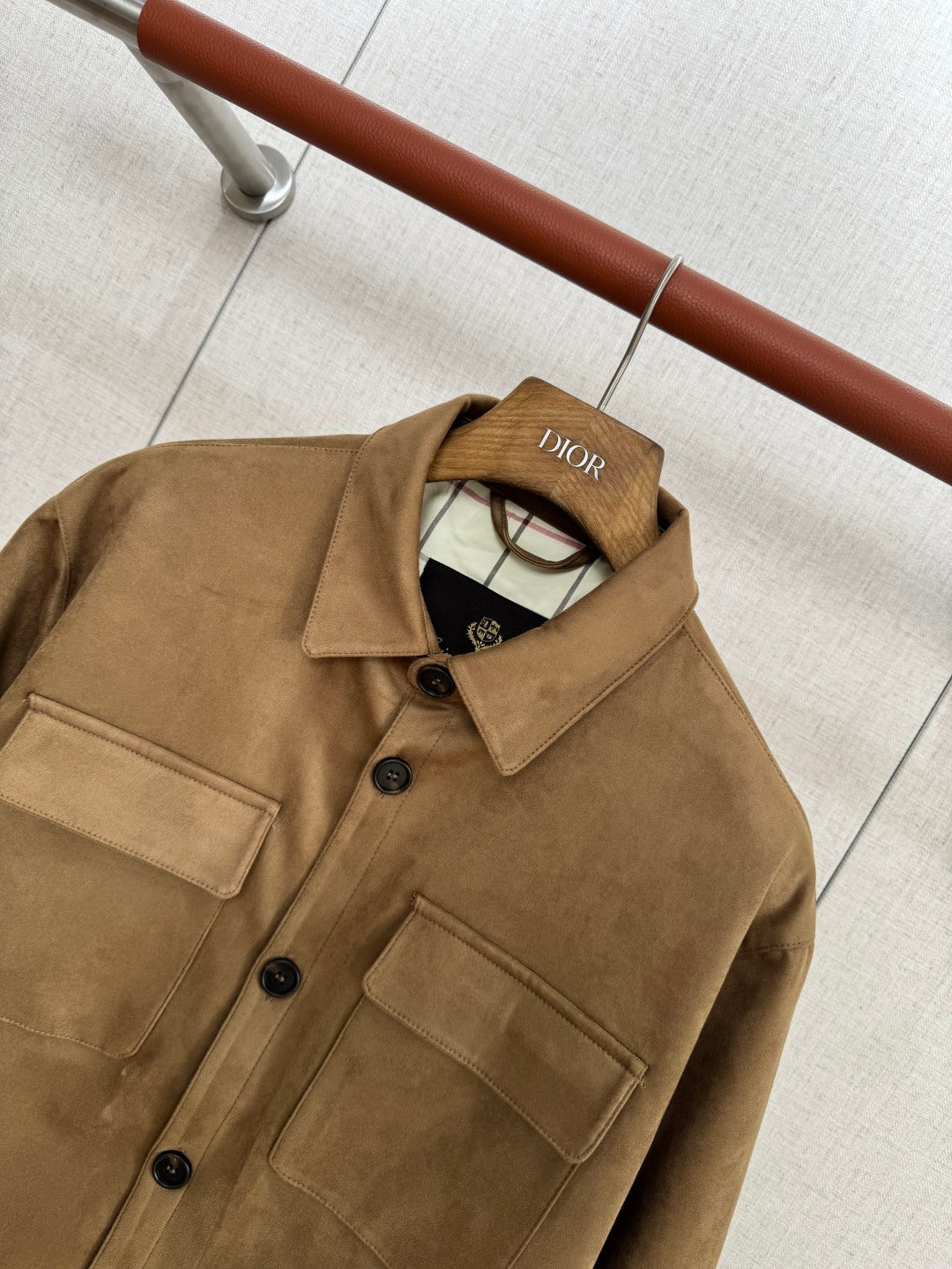 Loro Piana Herren Wildlederjacke mit Knopfleiste und Brusttaschen