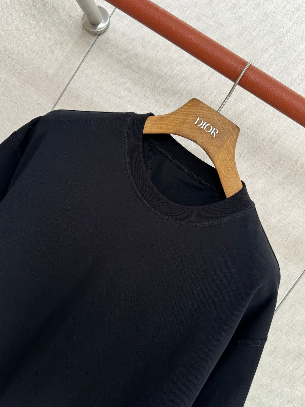 Dior – Schwarzes T-Shirt aus Baumwolle mit Brusttasche