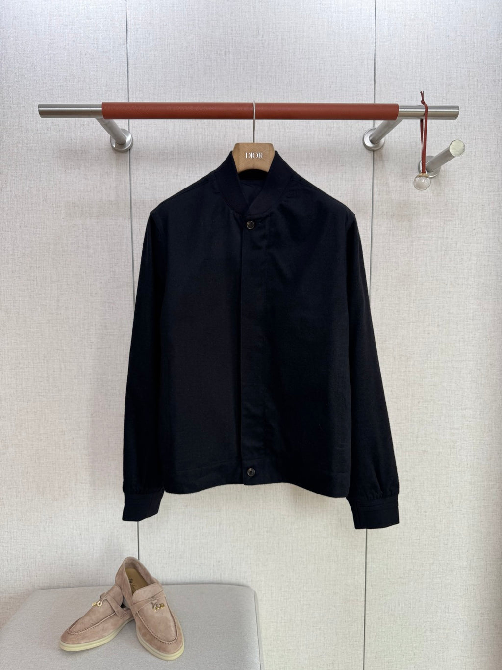 ZEGNA Schwarze Bomberjacke aus feiner Wolle mit elastischem Bund