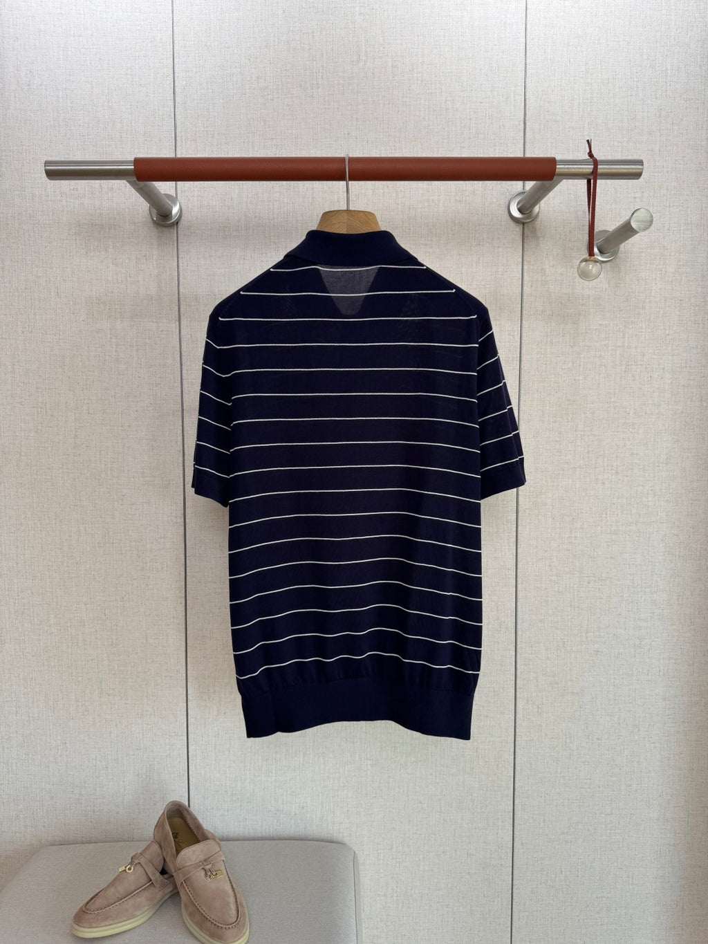 Brunello Cucinelli Herren-Poloshirt mit Streifen Marineblau