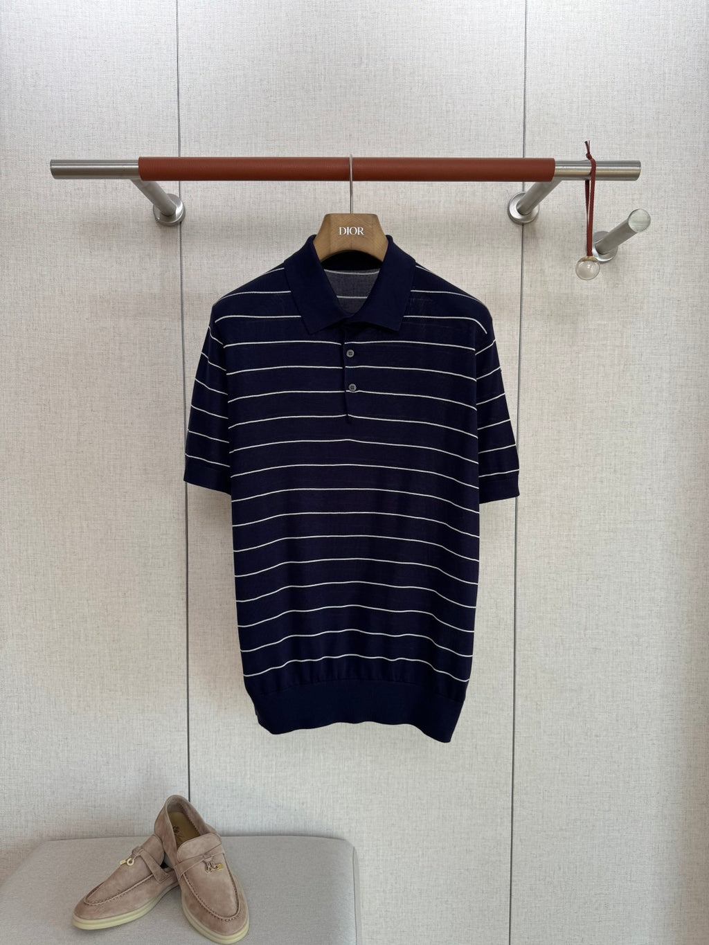 Brunello Cucinelli Herren-Poloshirt mit Streifen Marineblau