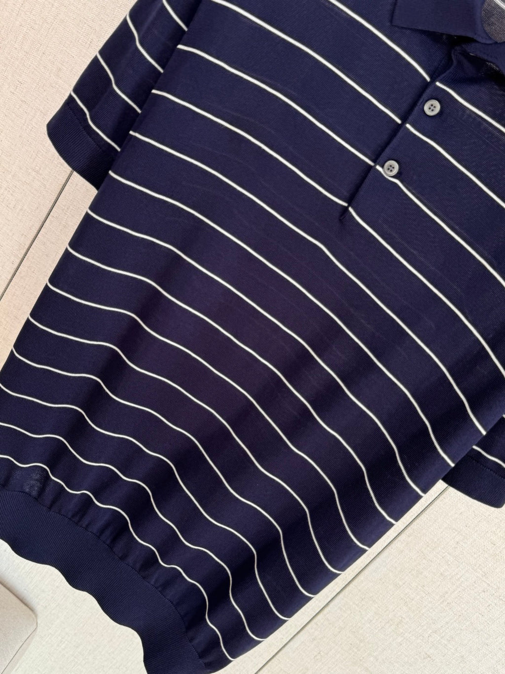 Brunello Cucinelli Herren-Poloshirt mit Streifen Marineblau