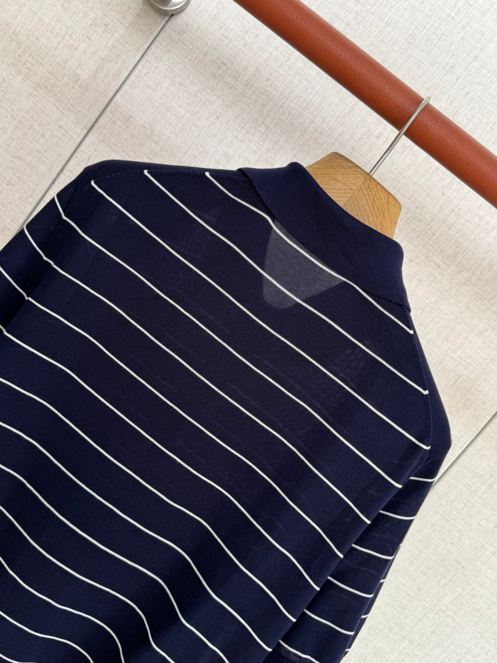 Brunello Cucinelli Herren-Poloshirt mit Streifen Marineblau