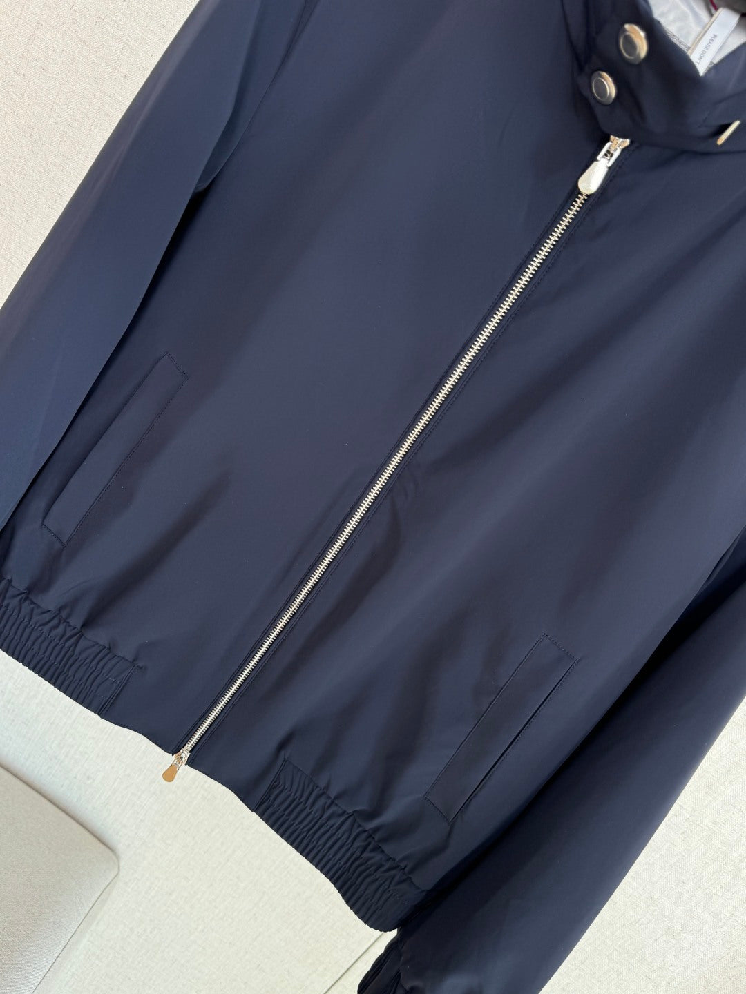 Brunello Cucinelli Dunkelblaue Herren-Stehkragenjacke – Leichte Übergangsjacke