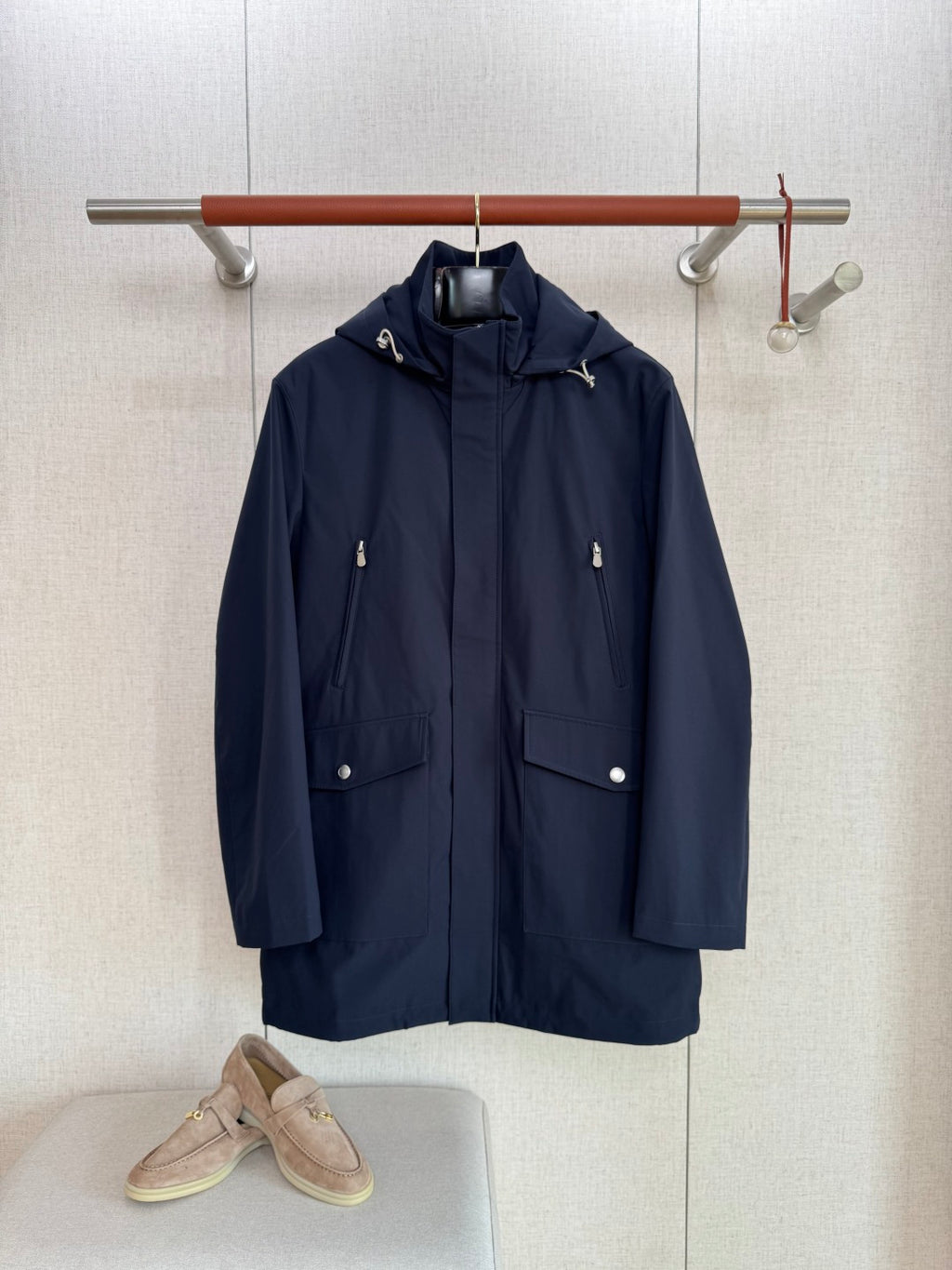 Brunello Cucinelli Outdoor-Jacke mit Kapuze – Navy Blau