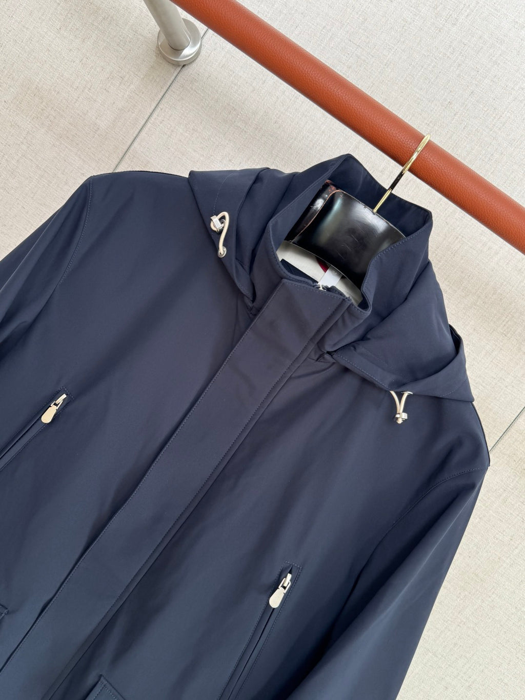 Brunello Cucinelli Outdoor-Jacke mit Kapuze – Navy Blau