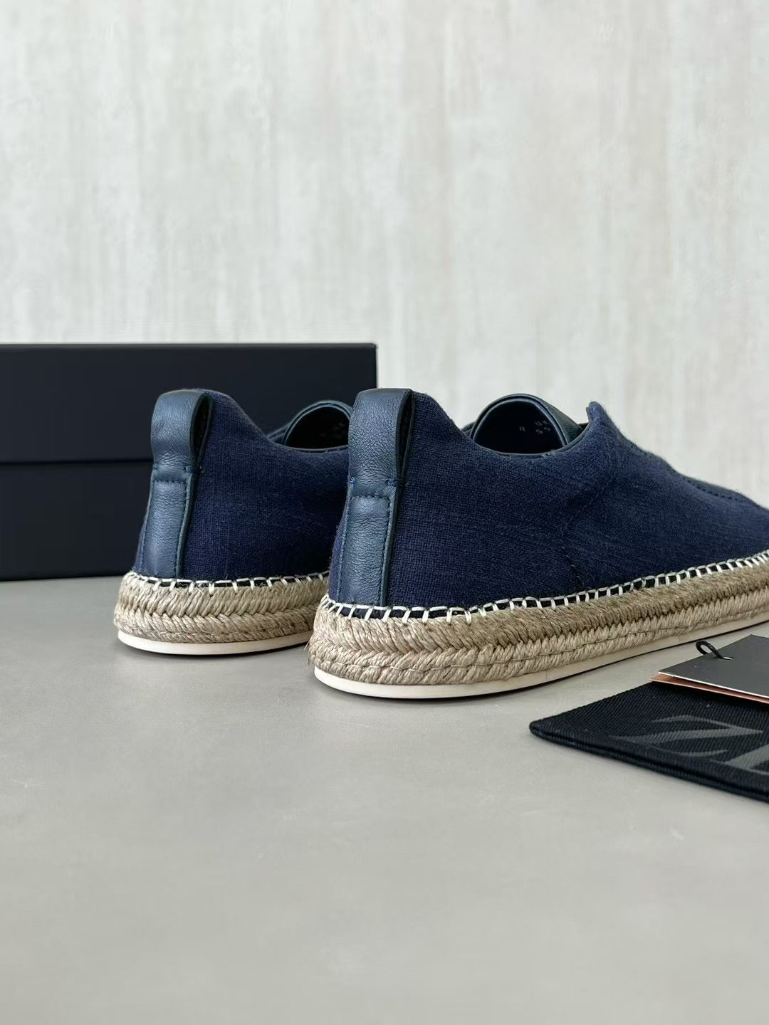 ZEGNA Espadrille Sneaker aus Canvas – Sommer Slipper in Navy Blau