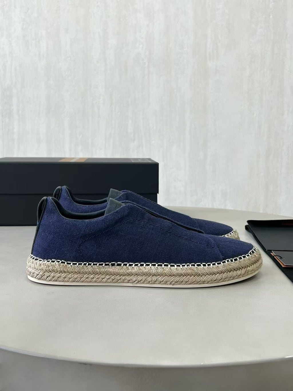 ZEGNA Espadrille Sneaker aus Canvas – Sommer Slipper in Navy Blau