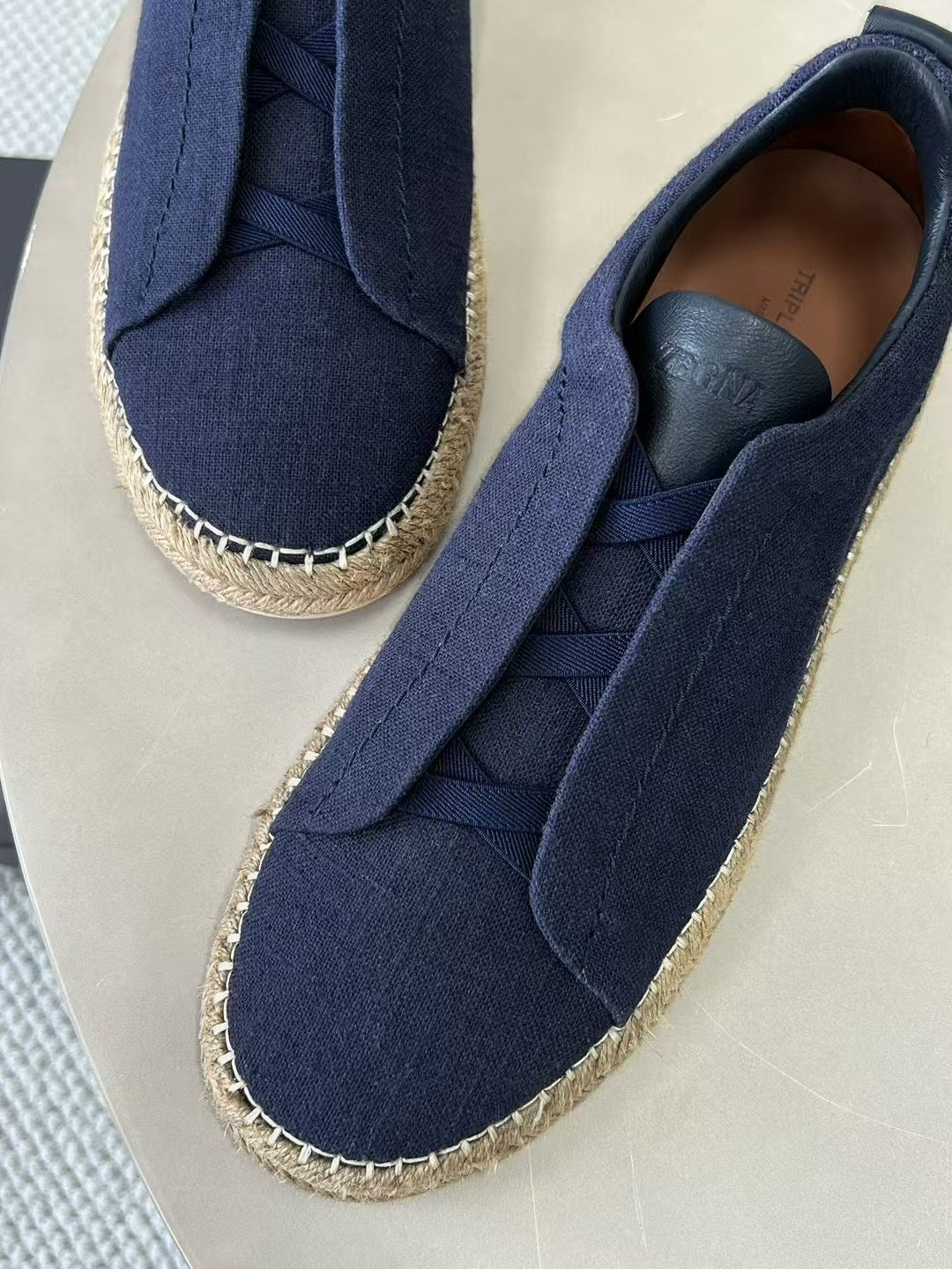 ZEGNA Espadrille Sneaker aus Canvas – Sommer Slipper in Navy Blau