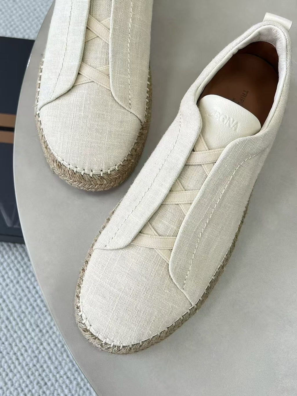 ZEGNA Espadrille Sneaker aus Canvas – Sommer Slipper in Beige