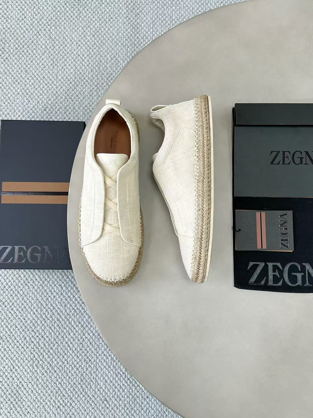 ZEGNA Espadrille Sneaker aus Canvas – Sommer Slipper in Beige