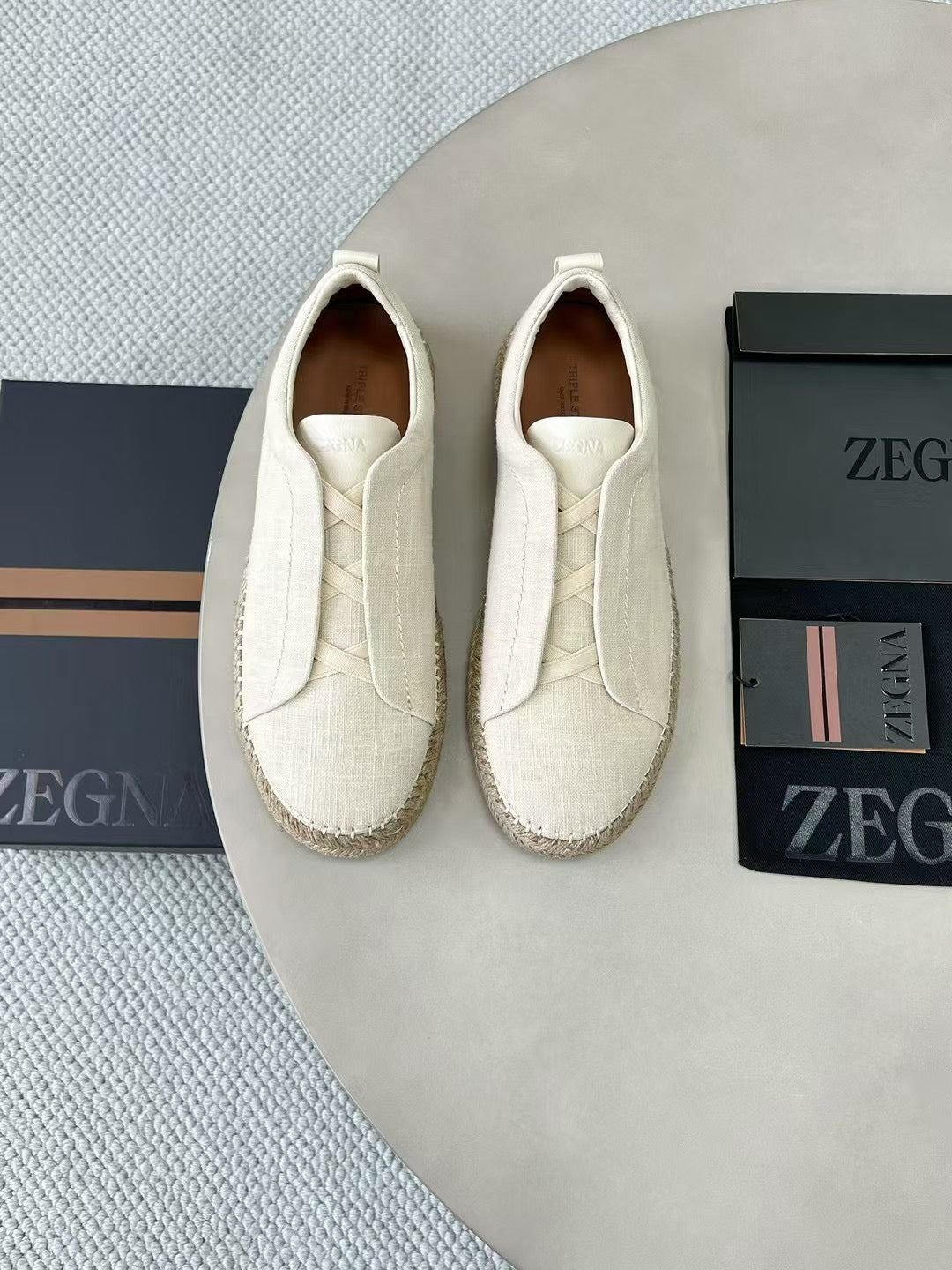 ZEGNA Espadrille Sneaker aus Canvas – Sommer Slipper in Beige
