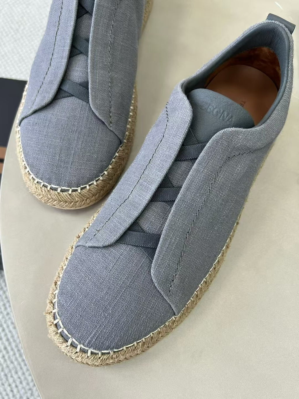 ZEGNA Espadrille Sneaker aus Canvas – Sommer Slipper in Hellgrau