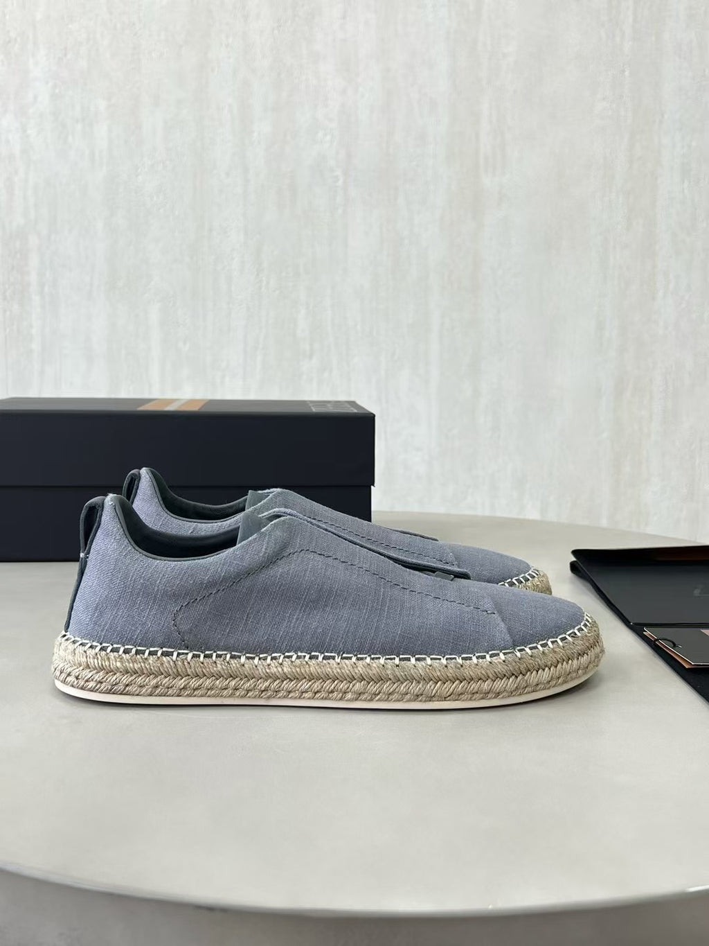 ZEGNA Espadrille Sneaker aus Canvas – Sommer Slipper in Hellgrau