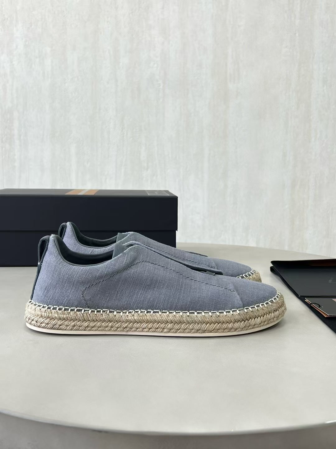 ZEGNA Espadrille Sneaker aus Canvas – Sommer Slipper in Hellgrau