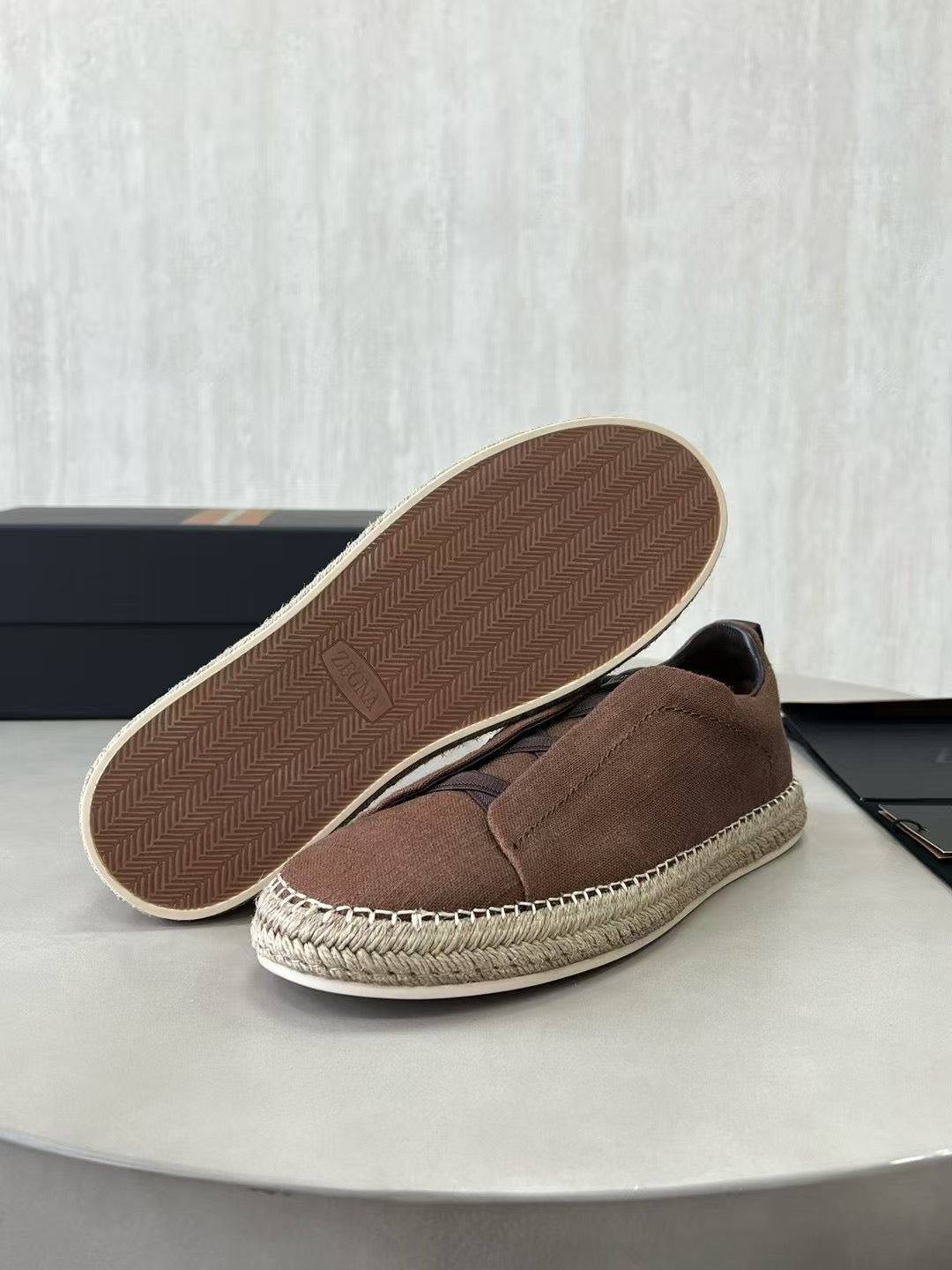 ZEGNA Espadrille Sneaker aus Canvas – Sommer Slipper in Braun
