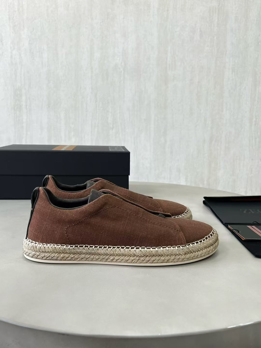 ZEGNA Espadrille Sneaker aus Canvas – Sommer Slipper in Braun