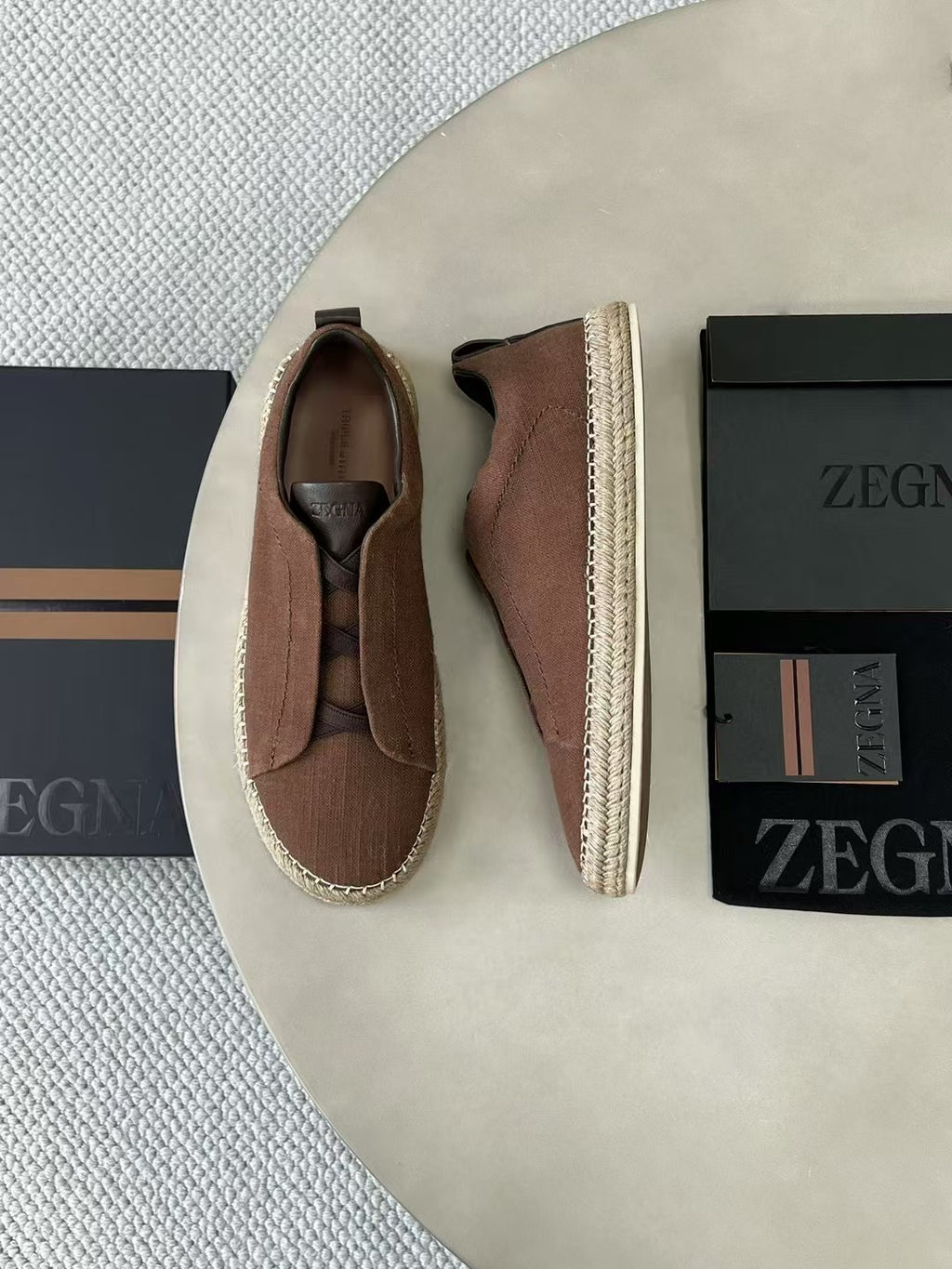 ZEGNA Espadrille Sneaker aus Canvas – Sommer Slipper in Braun