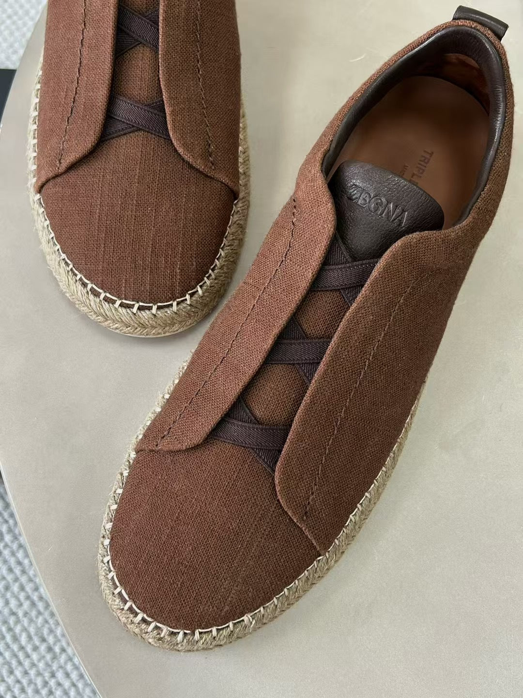 ZEGNA Espadrille Sneaker aus Canvas – Sommer Slipper in Braun