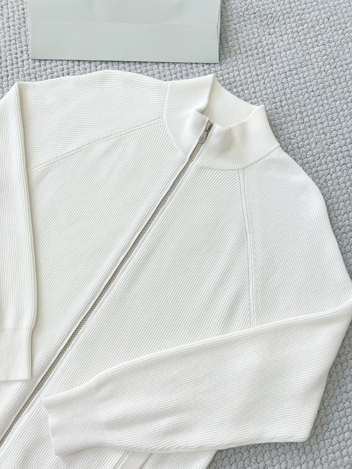 Brunello Cucinelli Herren-Strickjacke mit Zipper Weiss