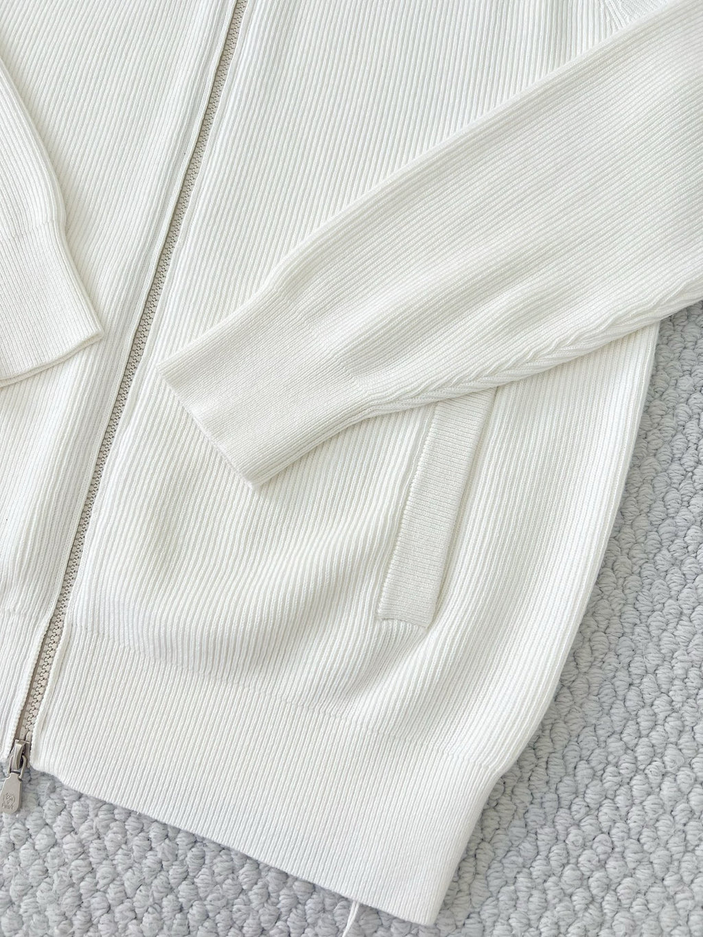 Brunello Cucinelli Herren-Strickjacke mit Zipper Weiss