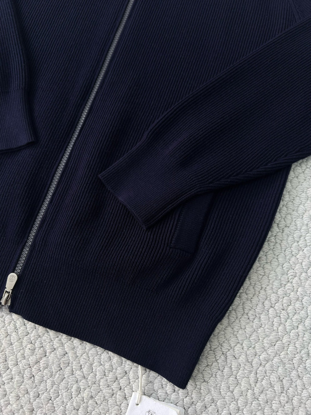 Brunello Cucinelli Piumello Kaschmir-Strickjacke für Herren mit Reissverschluss Marineblau