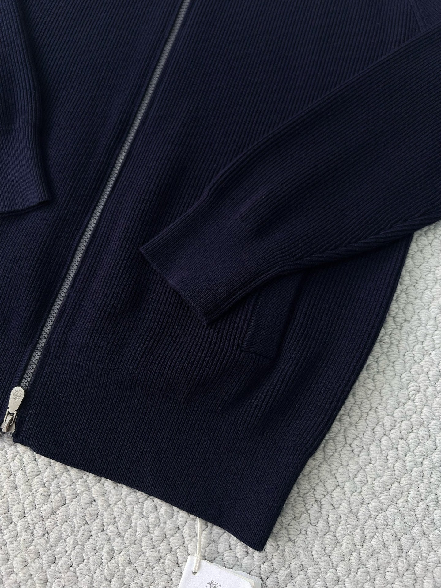 Brunello Cucinelli Piumello Kaschmir-Strickjacke für Herren mit Reissverschluss Marineblau