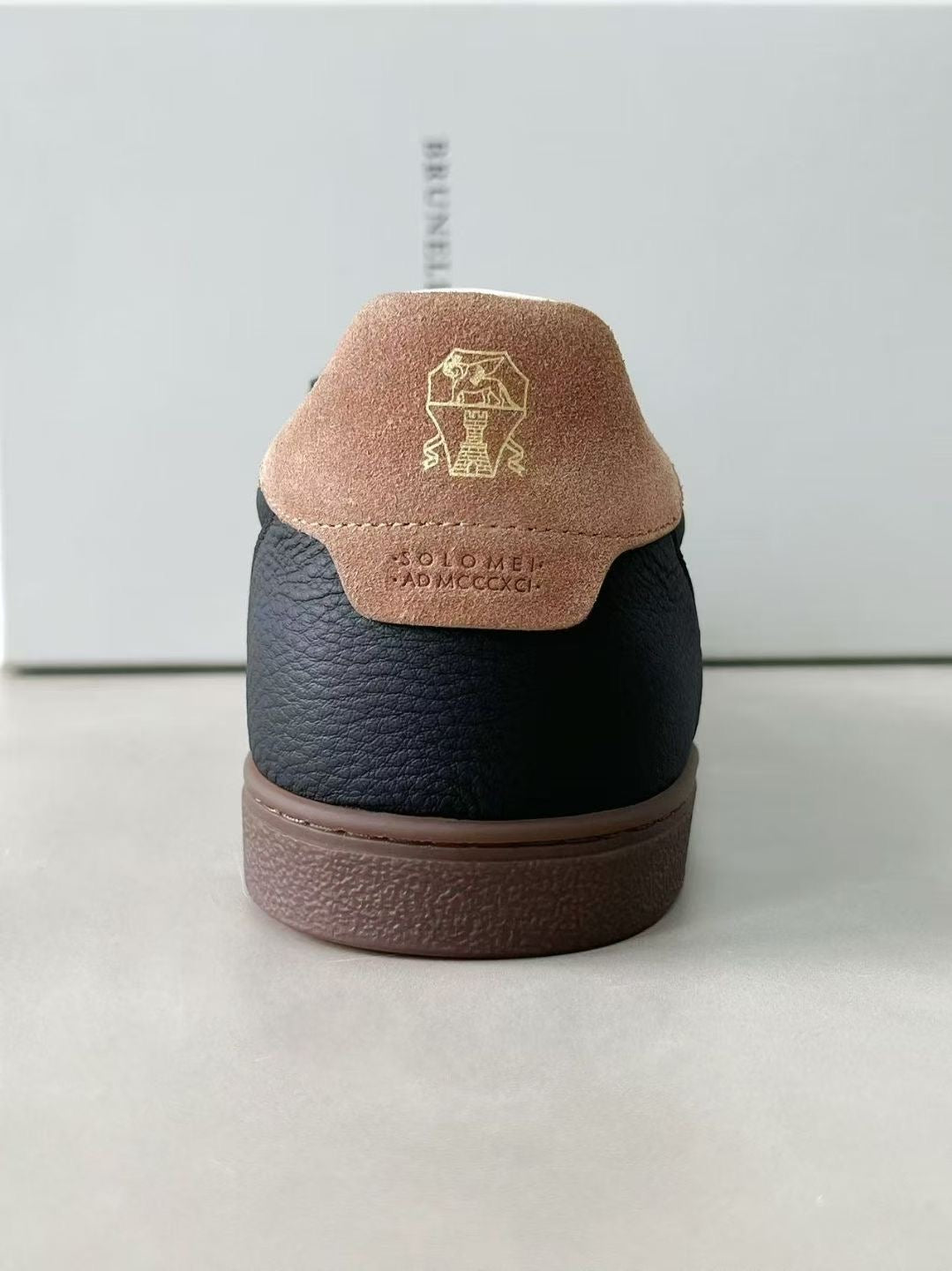 Brunello Cucinelli Herren-Sneaker aus Leder Schwarz mit Kontrastdetail